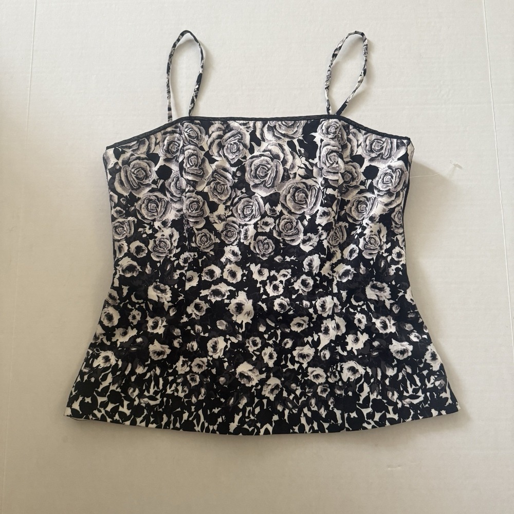 White House‎ Black Market 90s Corset Bustier Top Rose Floral Lined Size 6 WHB